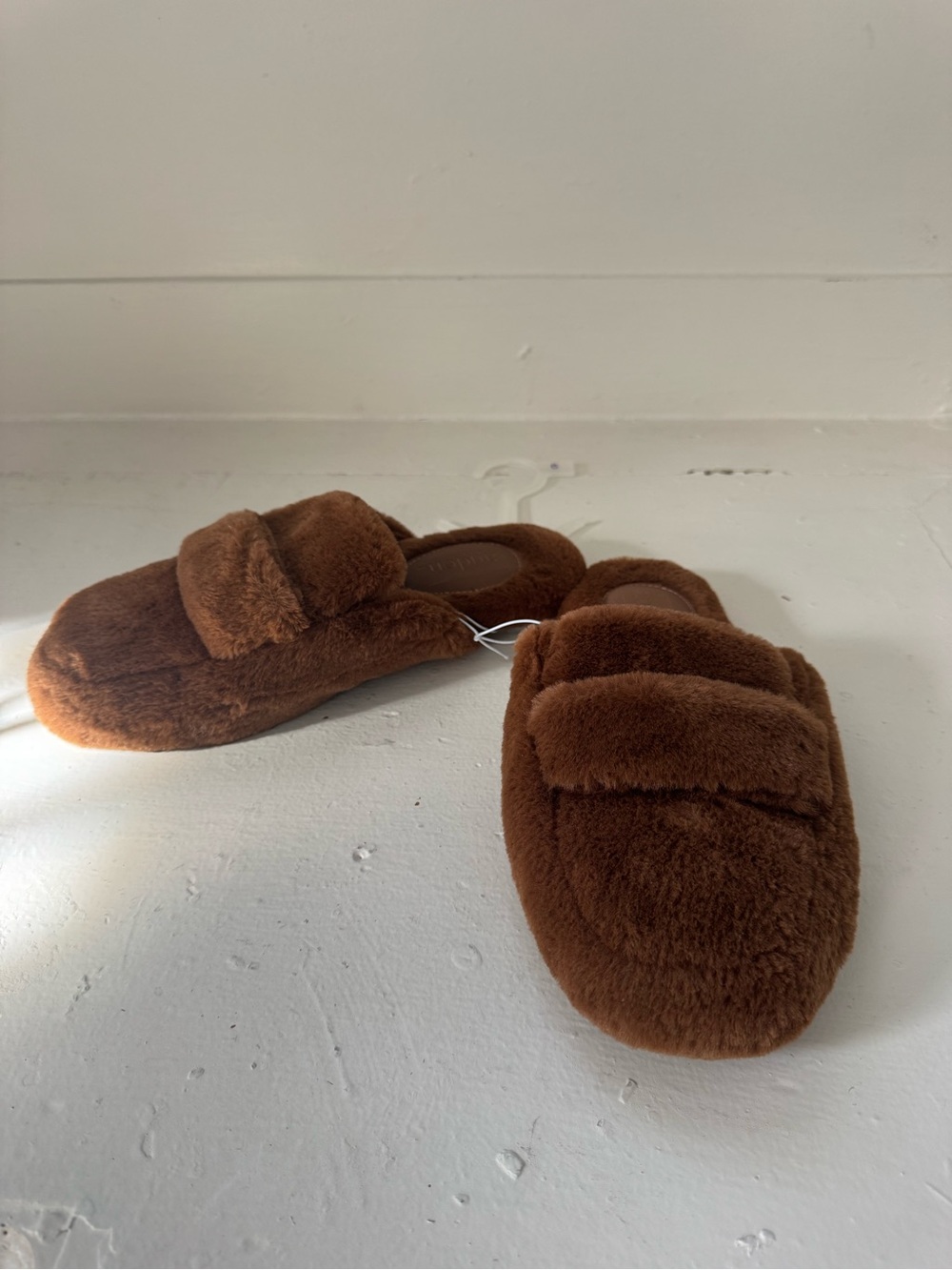 Auden Plush Slide Slippers in Brown